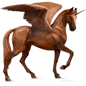geflügeltes einhorn-reitpferd fuchs
