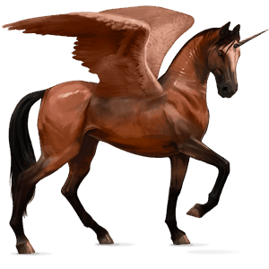 geflügeltes einhorn-reitpferd achal-tekkiner rotbrauner