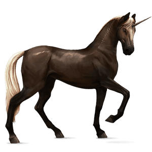 einhorn-reitpferd niederländisches warmblut dunkelfuchs mit heller mähne