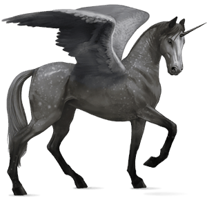 geflügeltes einhorn-reitpferd deutsches reitpferd hellgrau