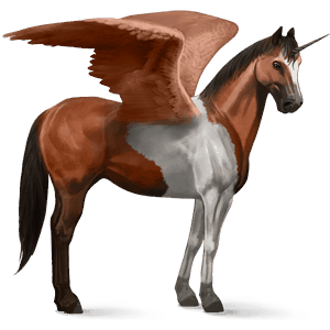 geflügeltes einhorn-reitpferd trakehner palomino