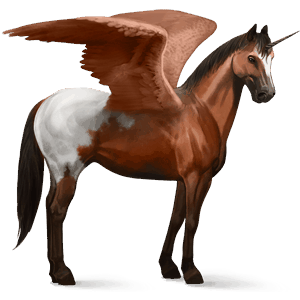 geflügeltes einhorn-reitpferd selle français palomino