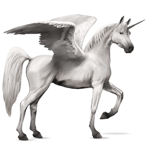 geflügeltes einhorn-reitpferd araber roan