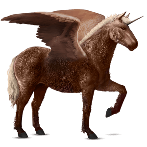 geflügeltes einhorn-reitpferd dunkelfuchs mit heller mähne