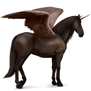 geflügeltes einhorn-reitpferd dunkelfuchs