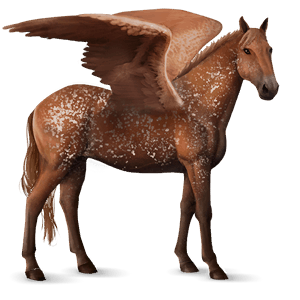 pegasus-reitpferd fuchsfarbene schneeflocke