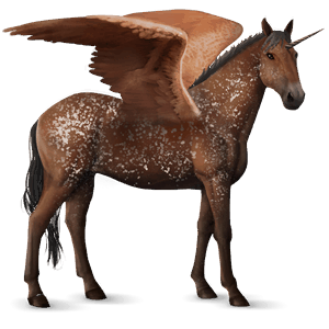 geflügeltes einhorn-reitpferd braune schneeflocke
