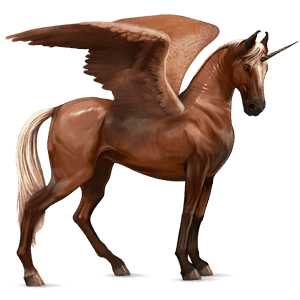 geflügeltes einhorn-reitpferd fuchs mit heller mähne