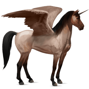 geflügeltes einhorn-reitpferd deutsches reitpferd mausgrau