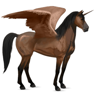 geflügeltes einhorn-reitpferd deutsches reitpferd mausgrau