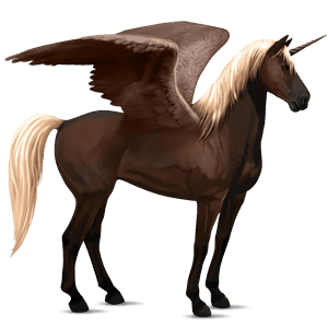 geflügeltes einhorn-reitpferd mustang rotbrauner