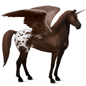geflügeltes einhorn-reitpferd dunkelbrauner