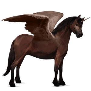 geflügeltes einhorn-pony dunkelbrauner