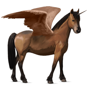 geflügeltes einhorn-pony neufundland pony brauner