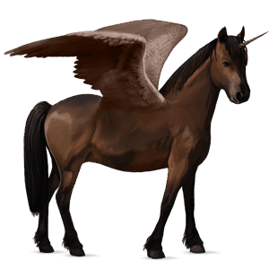 geflügeltes einhorn-pony neufundland pony dunkelbrauner