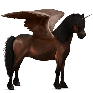 geflügeltes einhorn-reitpferd dunkelfuchs