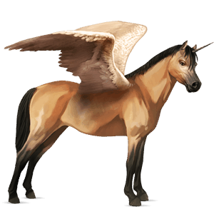 geflügeltes einhorn-pony highlandpony falbe