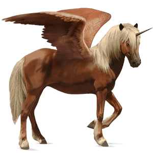 geflügeltes einhorn-pony haflinger fuchs mit heller mähne