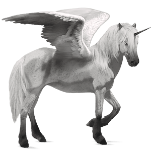 geflügeltes einhorn-reitpferd isländer apfelschimmel