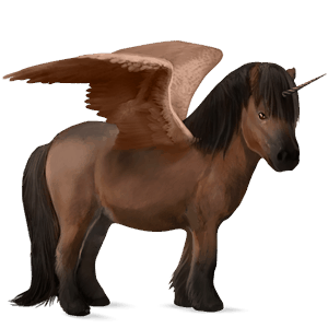 geflügeltes einhorn-pony brauner