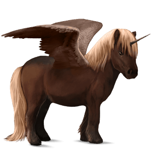 geflügeltes einhorn-pony dunkelfuchs mit heller mähne