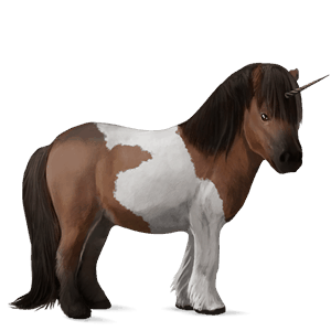 einhorn-pony brauner mit tobiano-scheckung
