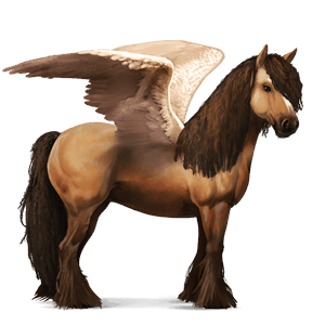 pegasus-reitpferd nokota rappe mit overo-scheckung