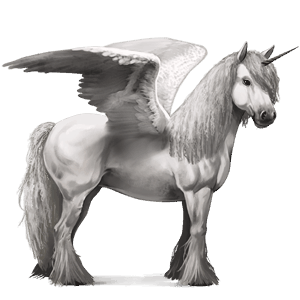 geflügeltes einhorn-reitpferd tinker brauner