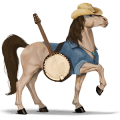 pegasus-reitpferd argentinischer criollo rappe mit tobiano-scheckung