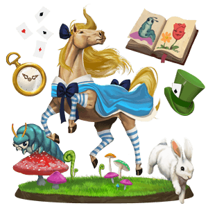 göttliches pferd alice im wunderland 