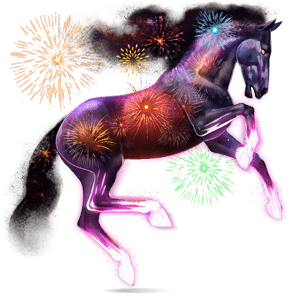 göttliches pferd feuerwerk